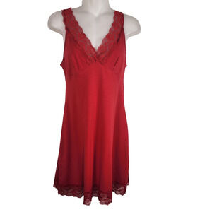 Chanteuse Women Babydoll Lace Nightie Red Lingerie Romantic Slip dress Chemise S